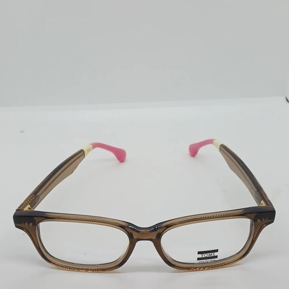 NWT WOMEN'S TOMS EYEGLASS FRAMES ESTHER CLEAR BROWN PINK - Picture 2 of 4